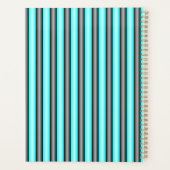 Moderne Neon Blue en Black 3D Metal Effect Stripes Planner (Achterkant)