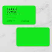 Moderne Neon Green Color Visitekaartje (Voorkant / Achterkant)