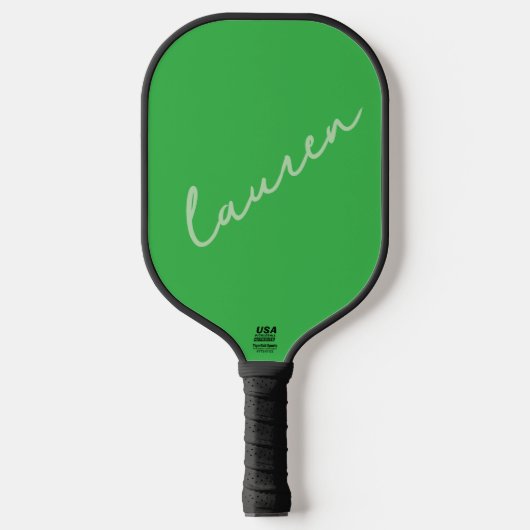 Moderne Neon Groene Script Naam Pickleball Paddle (Voorkant)