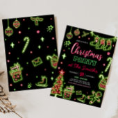 Moderne Neon Kerstfeest Kaart