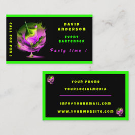 Moderne Neon Party Time gepersonaliseerde professi Visitekaartje