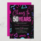 Moderne Neon Proost op 50 jaar 50ste verjaardag Kaart (Voorkant / Achterkant)