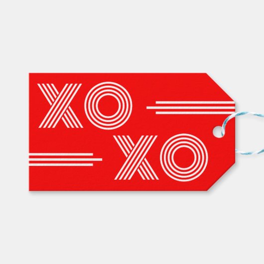 Moderne Neon Rood en Wit XOXO Valentijn Cadeaulabel (Voorkant (Horizontaal))