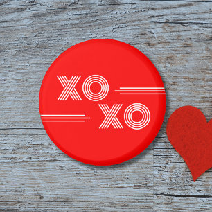 Moderne Neon Rood en Wit XOXO Valentijn Magneet