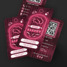 Moderne Neon Roze Backery Kookmuts Logo Lichtgeven