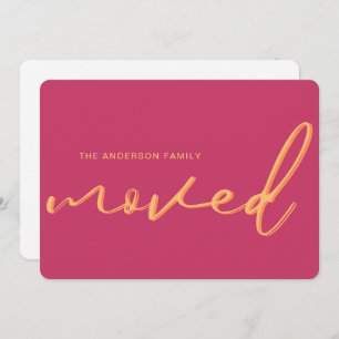 Moderne Neon Roze Bright Nieuw Adres Bewegend Aankondiging