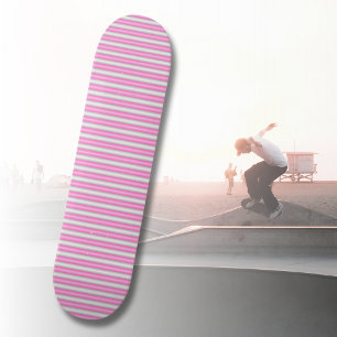 Moderne Neon Roze Strepen met 3D-Effect Skateboard