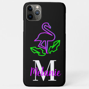 Moderne Neon Tropische Flamingo Paarse Fluorescent iPhone 11 Pro Max Hoesje
