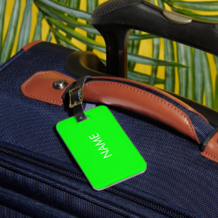 Moderne neongroene aangepaste tekstmonogram bagagelabel