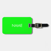 Moderne neongroene aangepaste tekstmonogram bagagelabel (Voorkant horizontaal)