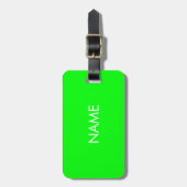 Moderne neongroene aangepaste tekstmonogram bagagelabel (Voorkant verticaal)