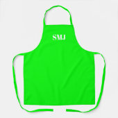 Moderne neongroene witte monogram initialen schort (Voorkant)