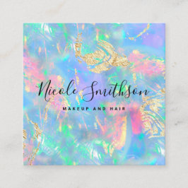 moderne nepholographic pastel opal vierkante visitekaartje