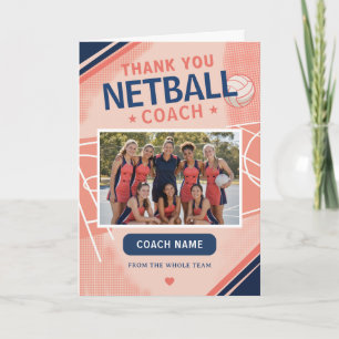 Moderne Netbal Teamfoto Coach Bedankkaart
