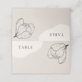 Moderne neutraal Boho Floral Wedding Place Card (Buitenkant ongevouwen)