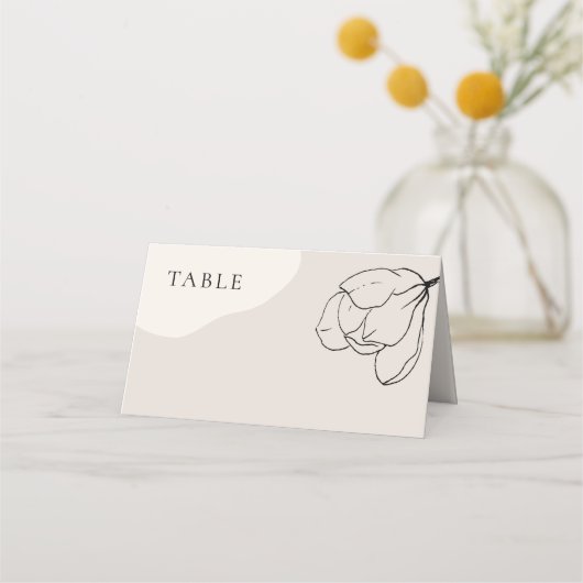 Moderne neutraal Boho Floral Wedding Place Card (Voorkant)