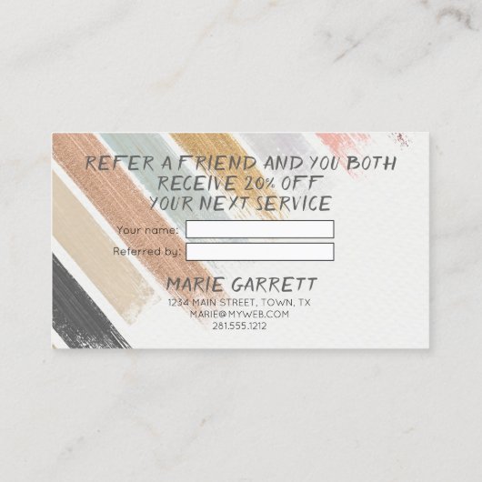 Moderne neutraal Waterverf penseelstreken Aanbevelingskaartje (Achterkant)