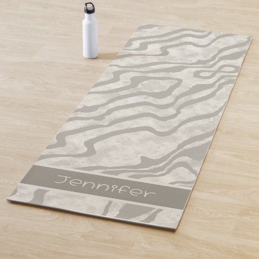 Moderne Neutral Stripe Abstracte Cream Inspirivity Yogamat (In situ)