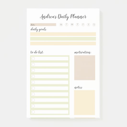 Moderne, neutrale, aangepaste dagelijkse planner post-it® notes (Voorkant)