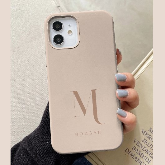 Moderne Neutrale Beige Aangepaste Monogram Case-Mate iPhone Case