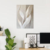Moderne neutrale bladeren esthetische kunst aan de poster (Thuiskantoor)