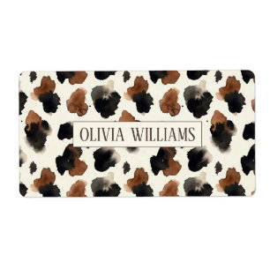 Moderne Neutrale Chocolade Koeienprint Esthetiek Etiket