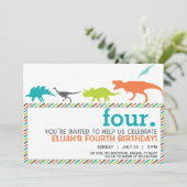 Moderne Neutrale Dinosaurus Silhouet Verjaardag Ui Kaart (Staand voorkant)