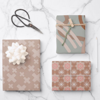 Moderne neutrale geometrische minimalistische set inpakpapier vel
