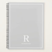 Moderne Neutrale Grijze Familienaam Planner (Voorkant)