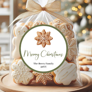 Moderne Neutrale Kerst Familie Naam Sticker Label