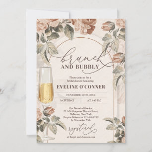 Moderne neutrale kleuren boho arch brunch en bubbl kaart