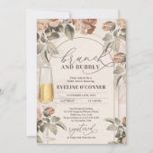 Moderne neutrale kleuren boho boog brunch en bubbe kaart (Voorkant)