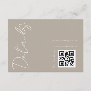 Moderne neutrale QR-code huwelijksdetails Informatiekaartje