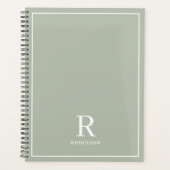 Moderne Neutrale Sage Familienaam Planner (Voorkant)