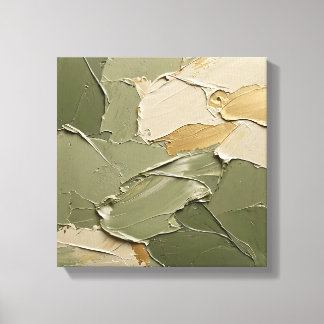 Moderne neutrale saliegroene gedempte okerpaletmuu canvas afdruk