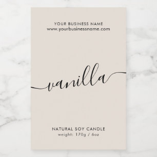 Moderne, neutrale scriptkaarsetiket voedselcontainer etiket