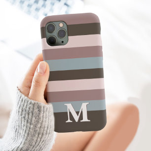 Moderne Neutrale Stripes Monogram Beige iPhone 13 Pro Max Hoesje