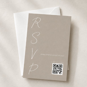 Moderne neutrale trouw-QR-code RSVP Kaartje