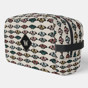 Moderne Neutrale Vlinders Tuin Patroon Monogram Toilettasje