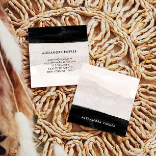 Moderne Neutrale Waterverf Was met zwart Vierkante Visitekaartje