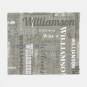 Moderne Neutrals Extra Lange Naam Herhalend Patroo Fleece Deken (Voorkant (Horizontaal))