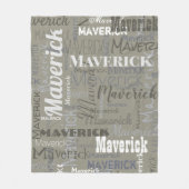 Moderne Neutrals Lange Naam Herhalend Patroon Fleece Deken (Voorkant)