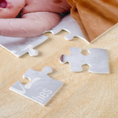 Moderne New Baby Arrival Photo Script Minimal Legpuzzel (Zijkant)