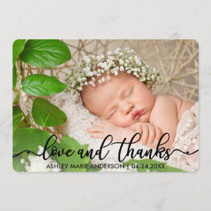 Moderne New Baby Love en Bedankt Card R Aankondiging