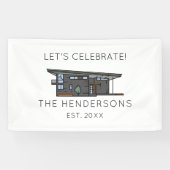 Moderne New Home Housewarming Party Spandoek (Horizontaal)