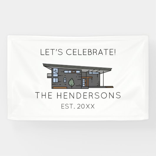 Moderne New Home Housewarming Party Spandoek (Horizontaal)