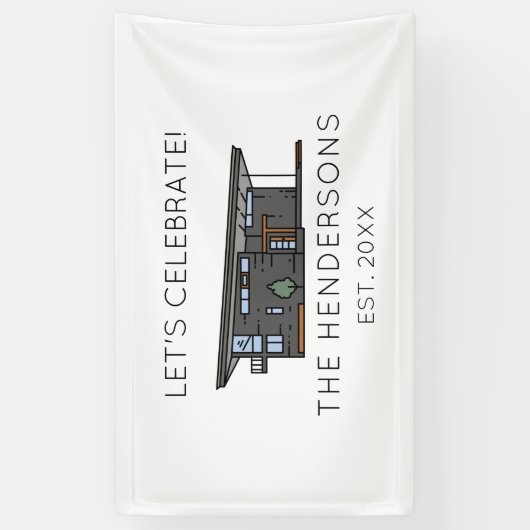 Moderne New Home Housewarming Party Spandoek (Verticaal)