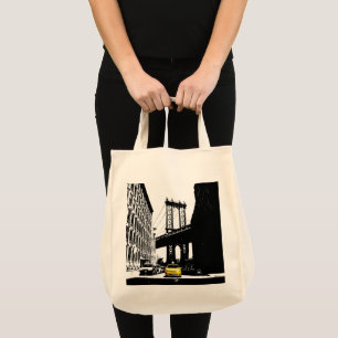 Moderne New York City NYC Brooklyn Bridge Taxi Tote Bag