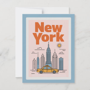Moderne New York City Reis Minimalistische Silhoue Briefkaart