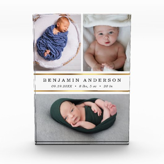 Moderne Nieuwe Baby Geboortestatistieken Fotocolla Fotoblokken (Voorkant)